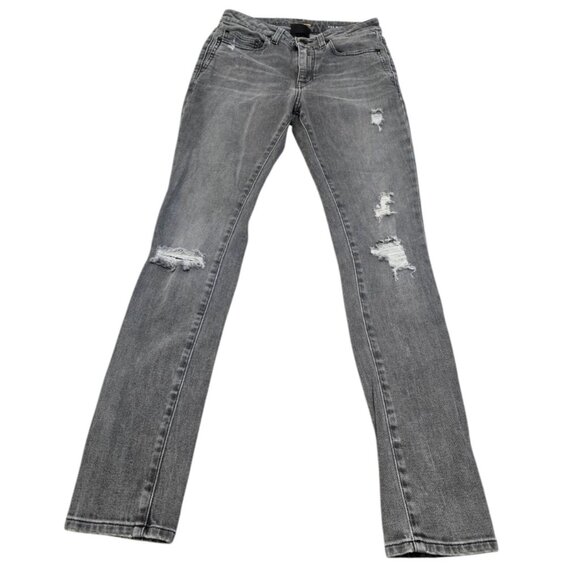 Saint Laurent Womens Gray‎ Distressed Denim Skinny Jeans D05 W/SK MW Size 28 - Picture 2 of 10